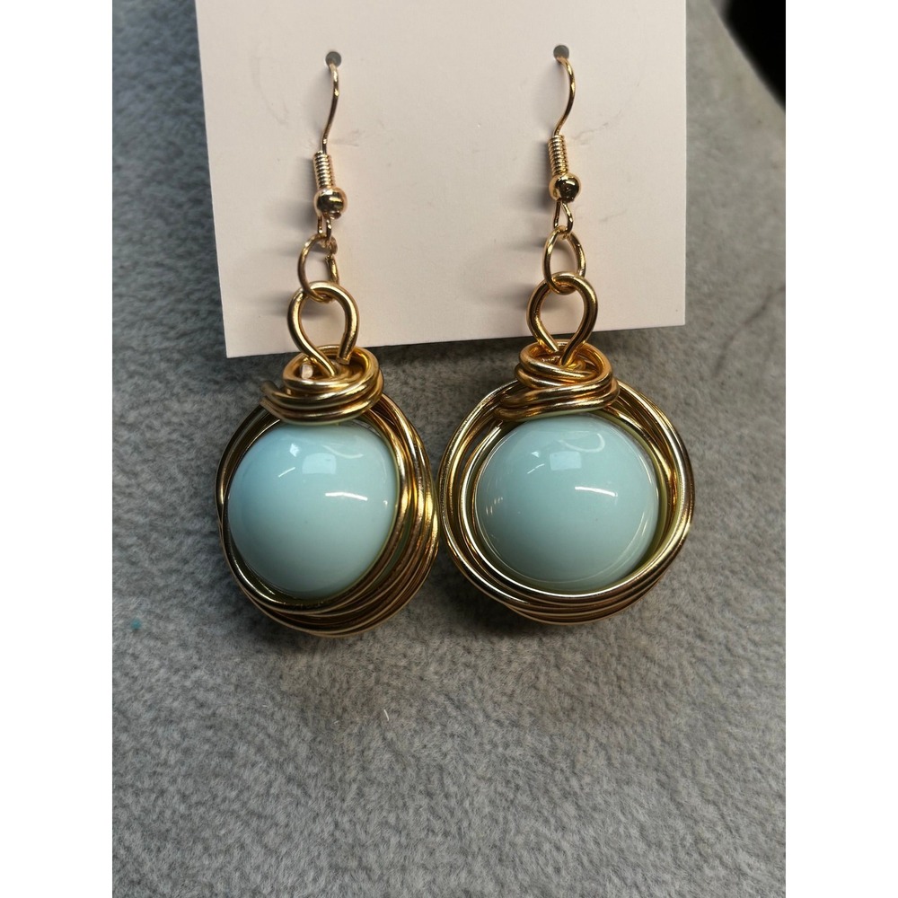 #65. Boho Gold Wire-Wrapped Drop Earrings